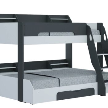 Flair Flick Triple Wooden Bunk Bed in white, grey or oak-0