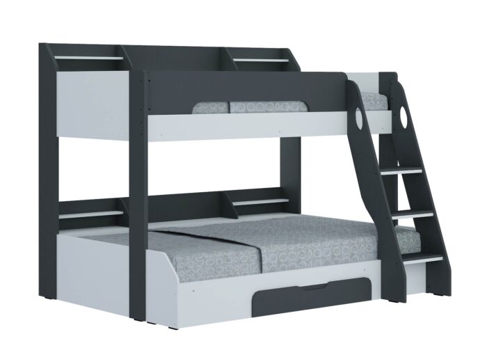 Flair Flick Triple Wooden Bunk Bed in white, grey or oak-0