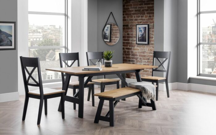 julian bowen Hockley Dining Table black/light oak -16262