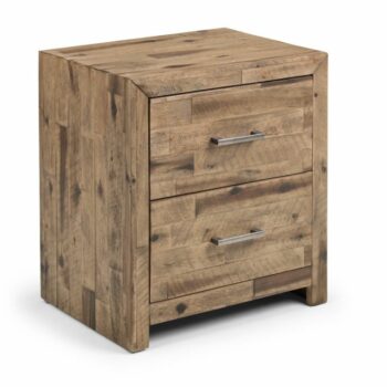 julian bowen Hoxton 2 Drawer Bedside Cabinet rustic oak-0