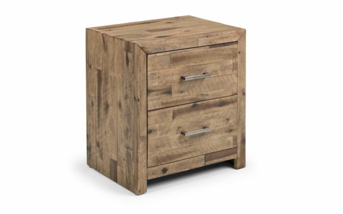 julian bowen Hoxton 2 Drawer Bedside Cabinet rustic oak-0