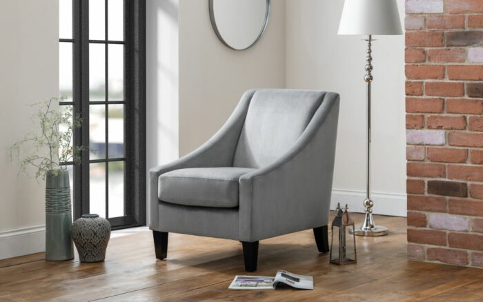 julian bowen Maison Slate Grey Velvet Chair-16304