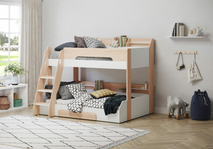 Flair Flick Triple Wooden Bunk Bed in white, grey or oak-16194
