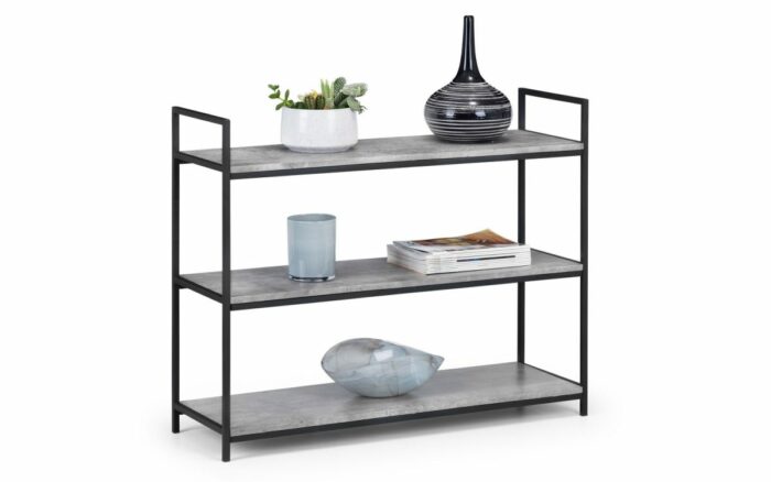 julian bowen Staten Low Bookcase Concrete Effect-0