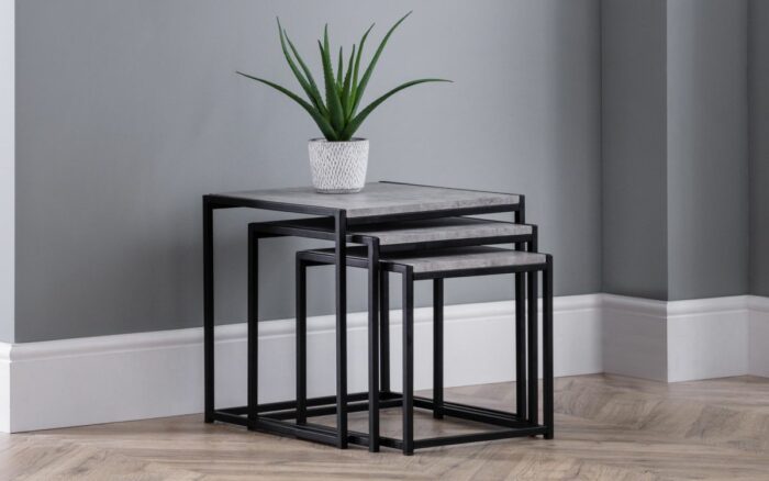julian bowen Staten Nest of Tables Concrete Effect-16551