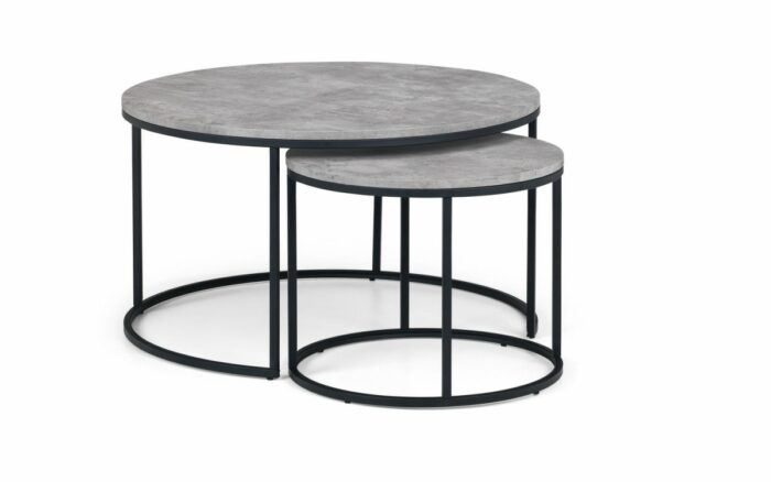 julian bowen Staten Round Nesting Coffee Table Concrete Effect-0