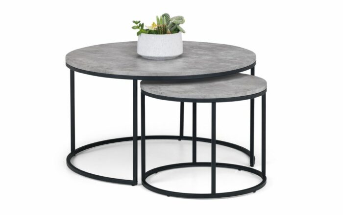 julian bowen Staten Round Nesting Coffee Table Concrete Effect-16580
