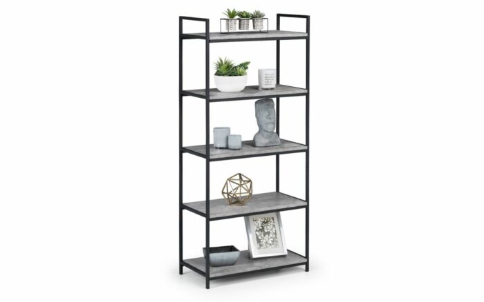 julian bowen Staten Tall Bookcase Concrete Effect-0