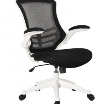 oI Best Seller Value Deluxe Mesh Operator Chair in Black with white frame-0
