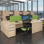 DAMS Contract 25 left hand ergonomic desk with 3 drawer silver pedestal and panel leg-17555
