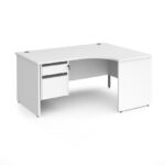 DAMS Contract 25 Right hand ergonomic desk with 2 drawer silver pedestal and panel leg-17577