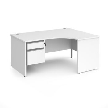 DAMS Contract 25 Right hand ergonomic desk with 2 drawer silver pedestal and panel leg-0