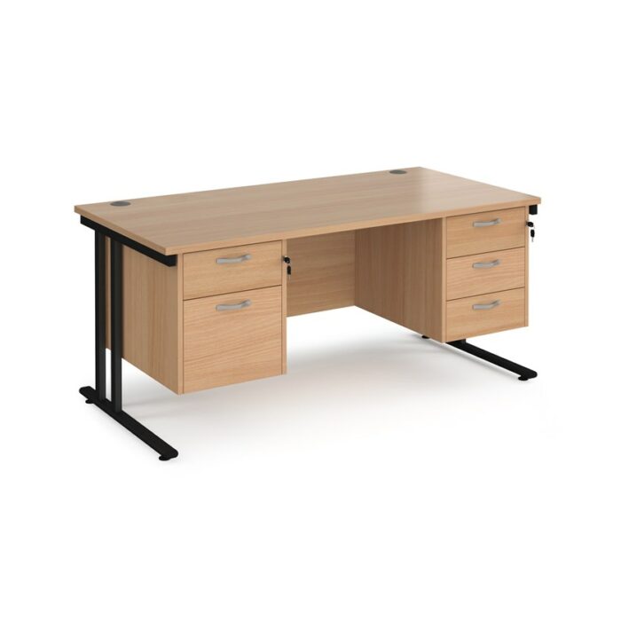Dams 800mm Deep Double 2 & 3 Drawer Pedestal Desk -17898