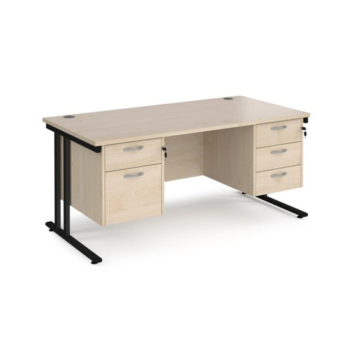 Dams 800mm Deep Double 2 & 3 Drawer Pedestal Desk -17893