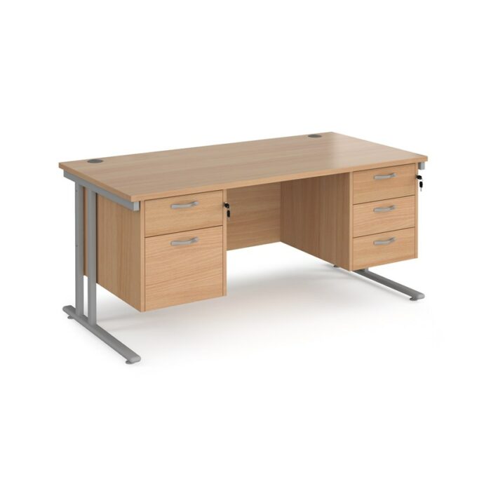 Dams 800mm Deep Double 2 & 3 Drawer Pedestal Desk -17889