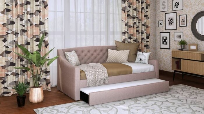 Flair Aurora Guest Daybed in Mink Fabric-17201