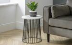 julian bowen Broadway Round Lamp Table - White Marble-17732
