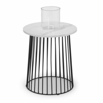 julian bowen Broadway Round Lamp Table - White Marble-0