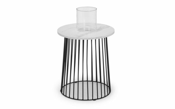 julian bowen Broadway Round Lamp Table - White Marble-0