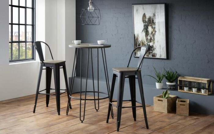 julian bowen Dalston Round Bar Table mocha elm-17449