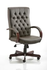 Dynamic Chesterfield Brown Leather Executive Chair with Arms-0
