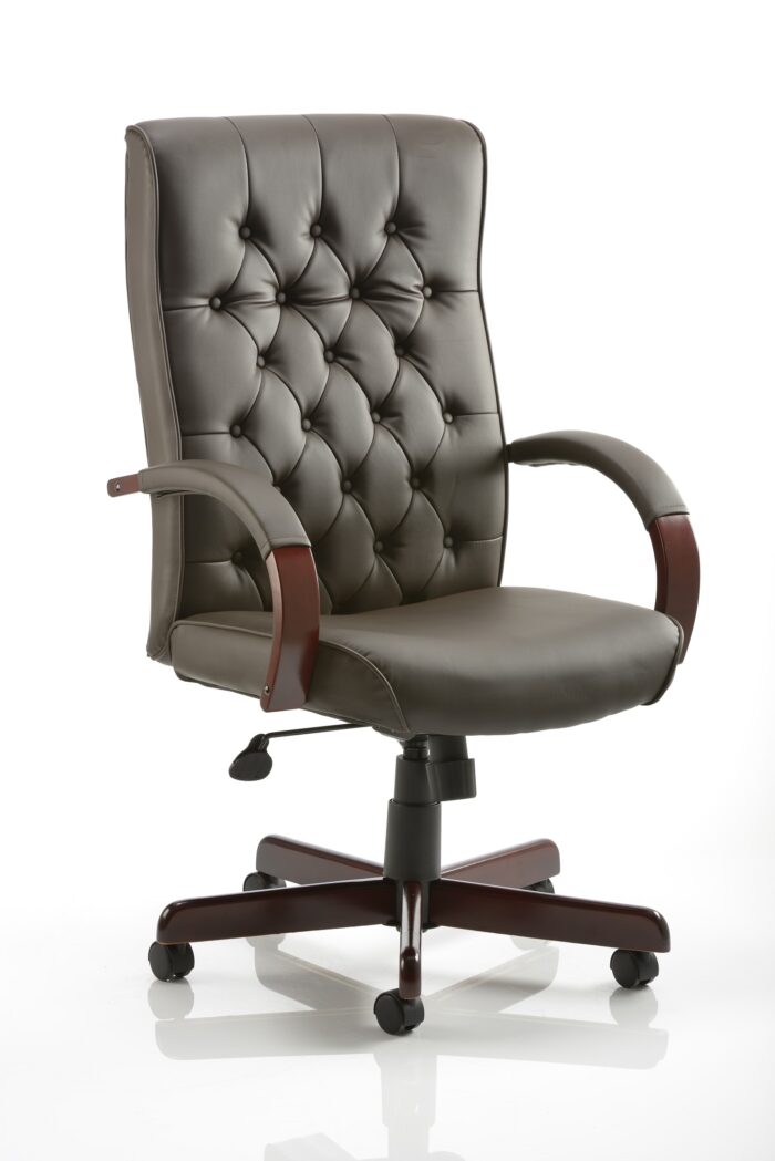 Dynamic Chesterfield Brown Leather Executive Chair with Arms-0