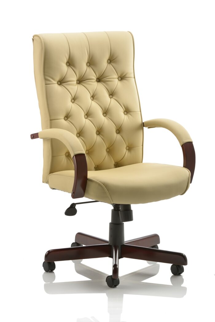 Dynamic Chesterfield Cream Leather Executive Chair with Arms-0