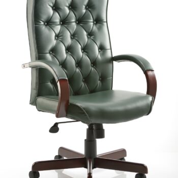 Dynamic Chesterfield Green Leather Executive Chair with Arms-0