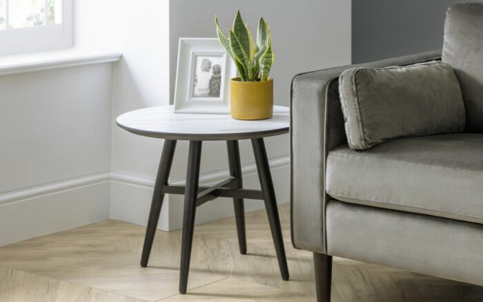 julian bowen Firenze Marble Effect Lamp Table white-17782