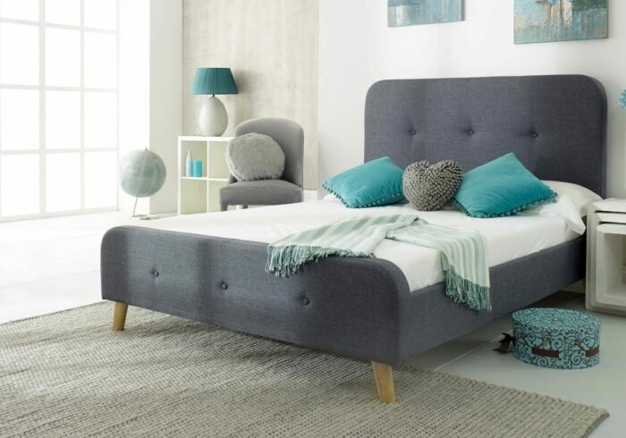 Flair Nordic Double Grey Linen Bed Frame-17102