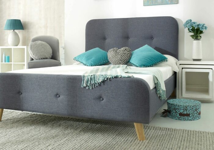 Flair Nordic Double Grey Linen Bed Frame-17099