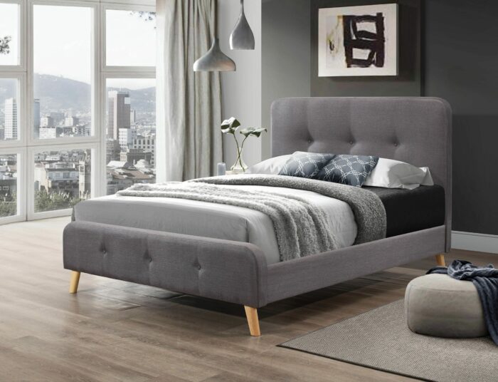 Flair Nordic Double Grey Linen Bed Frame-17101