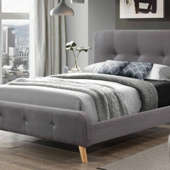 Flair Nordic Double Grey Linen Bed Frame-0