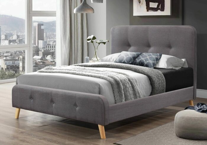 Flair Nordic Double Grey Linen Bed Frame-0