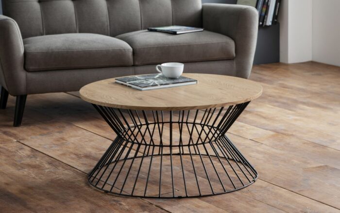 julian bowen Jersey Round Wire Coffee Table - Oak or walnut-17815