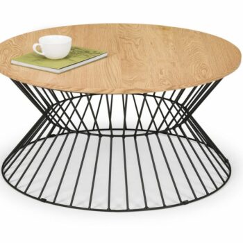 julian bowen Jersey Round Wire Coffee Table - Oak or walnut-0