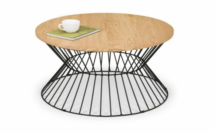 julian bowen Jersey Round Wire Coffee Table - Oak or walnut-0