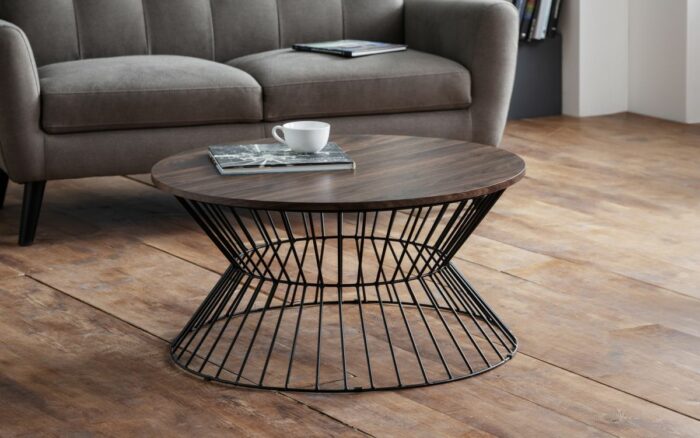 julian bowen Jersey Round Wire Coffee Table - Oak or walnut-17817