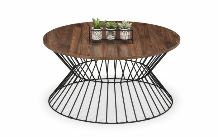julian bowen Jersey Round Wire Coffee Table - Oak or walnut-17816