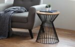 julian bowen Jersey Round Wire Lamp Table - Oak or walnut-17824