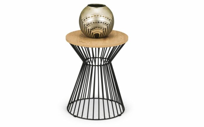 julian bowen Jersey Round Wire Lamp Table - Oak or walnut-17826