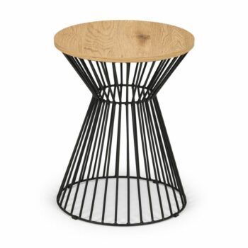 julian bowen Jersey Round Wire Lamp Table - Oak or walnut-0
