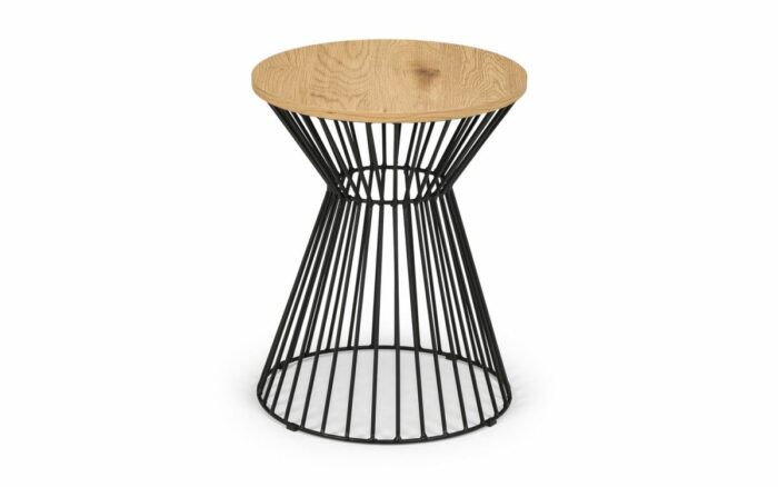 julian bowen Jersey Round Wire Lamp Table - Oak or walnut-0