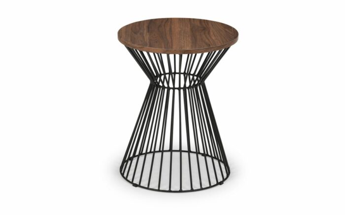 julian bowen Jersey Round Wire Lamp Table - Oak or walnut-17822