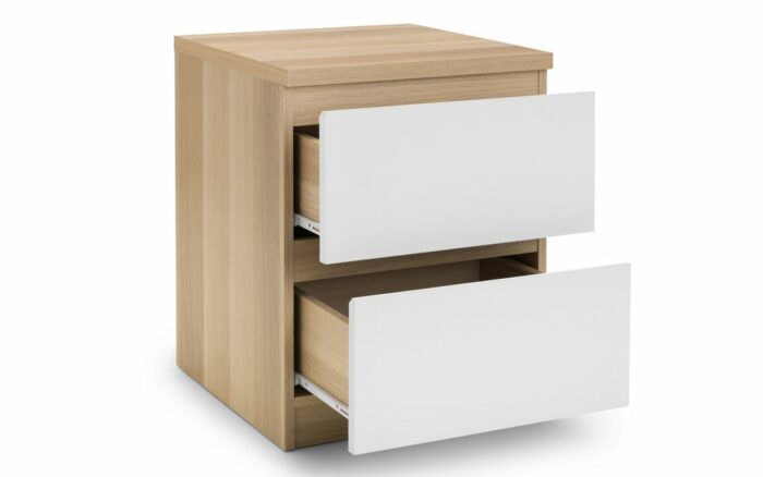 julian bowen Jupiter 2 Drawer Bedside - White/Oak-17288