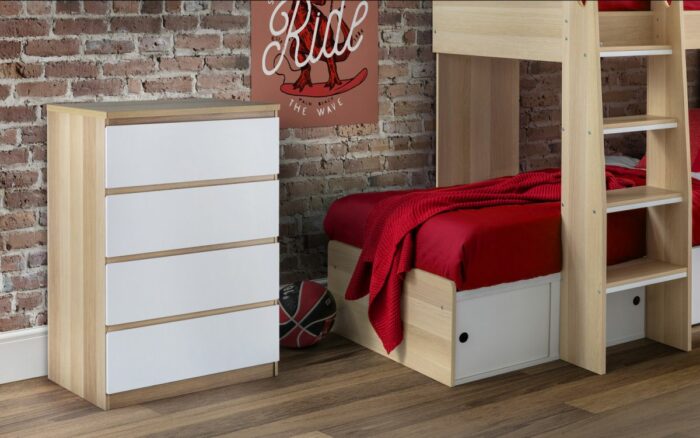 julian bowen Jupiter 4 Drawer Chest - White/Oak-17289