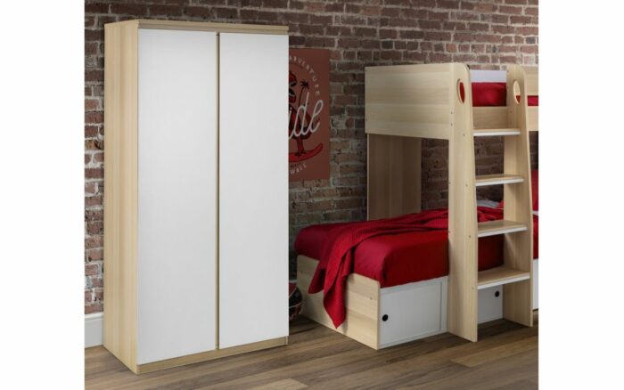 julian bowen Jupiter 2 Door Wardrobe - White/Oak-17294
