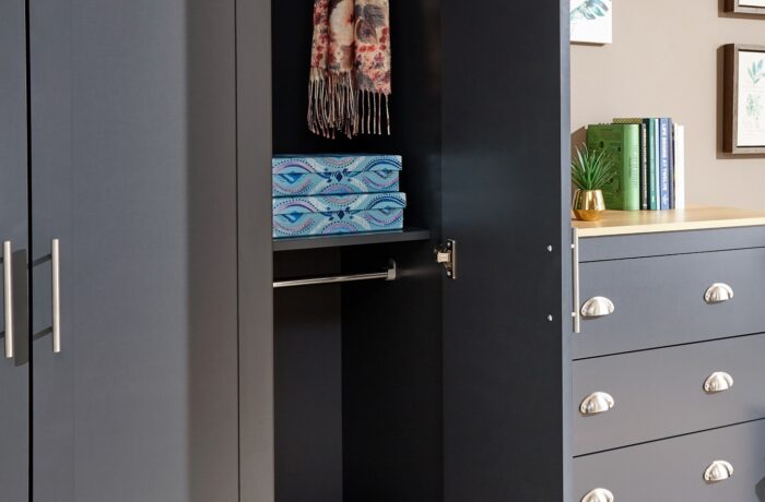 GFW Lancaster 4 Piece Bedroom Bundle Mega Deal Wardrobe, Drawers & 2 bedsides in Slate Blue-18215