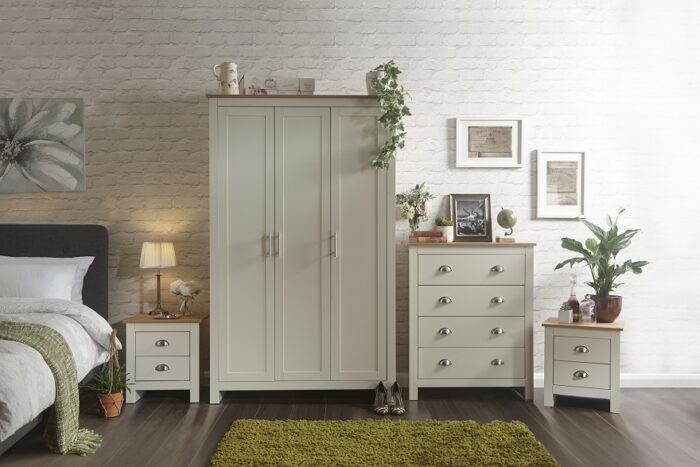 GFW Lancaster 4 Piece Bedroom Bundle Mega Deal Wardrobe, Drawers & 2 bedsides in Ivory Cream-18236