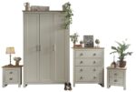 GFW Lancaster 4 Piece Bedroom Bundle Mega Deal Wardrobe, Drawers & 2 bedsides in Ivory Cream-0